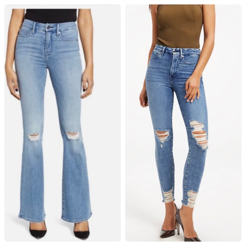 2 pairs of GOOD AMERICAN (GOOD LEGS AND GOOD FLARE) . In excellent condition .